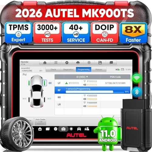 Autel MaxiCOM MK900TS TPMS Diagnosi Auto, 2026 MK900-TS Fino a MS906TS MX900TS MK808S-TS MK900 MK900BT, Program/Riapprendi TPMS, CANFD DoIP, Scanner Bidirezionale, 3000+ Test Attivi, 40+ Servizi, OS11