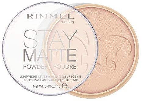 Rimmel London Cipria Compatta Stay Matte - Polvere Opacizzante a Lunga Tenuta per Pelli Grasse e Miste - Peach Glow - 14 g