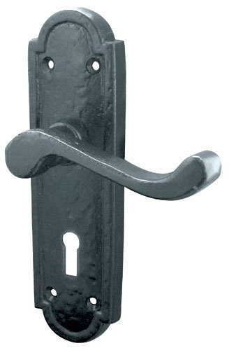 Turnberry Cast Iron Door Handle Lockset 180mm X 45mm Black Antique