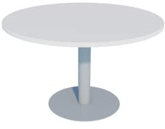 Mesa de Reuniones, Redonda, Blanco. 100Ø. con Base Cilíndrica.