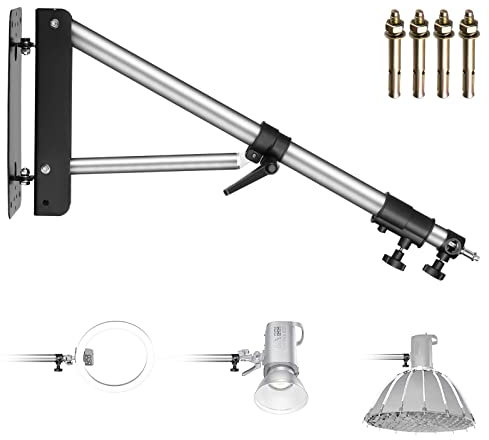 NEEWER Wandmontage Dreieck Boom Arm für Fotografie Blitzlicht,Monolight, Softbox, Regenschirm, Reflektor und Ringlicht, Unterstützung 180 Grad Drehung, Max Länge 4 Fuß/125cm (Silber)