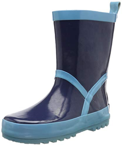Playshoes Pluie Classic, Bottes en Caoutchouc Naturel Garçon Unisex Kinder, Bleu (Marine/Hellblau 639), 26/27 EU