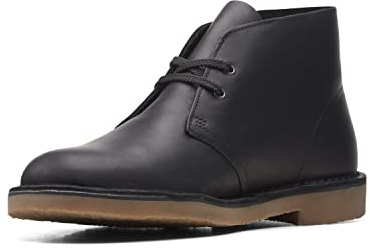Clarks Herren Desert Boot Bushacre 3 Chukka-Stiefel, Black Leather, 44.5 EU