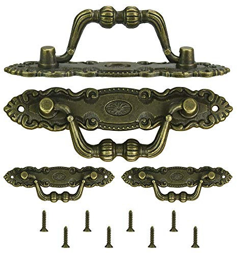 KBNIAN 4 Stück Antiker Stil Möbelgriffe Schrank Griff Schubladengriff Zinklegierung Retro Dekorative Türgriff mit Schrauben für Schublade, Tür, Schränke (10.5 * 2cm)