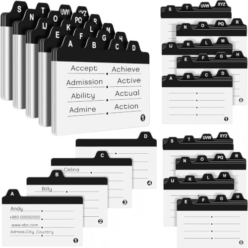 3 Sets Index Card Guide Set Business Index Cards Guide Dividers 2.2 x 3.5 Inches Alphabetical Tabbed Dividers Note for Office File and Recipe, 20 Counts,A-Z