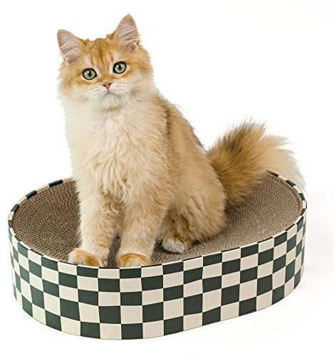 Conlun Kratzbretter Katze, 2 in 1 Ovales Katzenkratzbretter Schüssel Nest,Corrugated Lounge Kratzpappe für Katzen Bett, Katzen Kratzmöbel für Couch&Teppiche&Sofas(43x33x10cm)