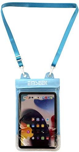 EMSEEK Waterproof Ebook Reader Case Holder Tablet Cover Bag eReader Dry Pouch for Amazon Kindle Paperwhite Oasis Fire 7 Nook Kobo iPad mini Samsung Tab Google Nexus Up to 8.5”(Blue)