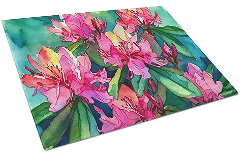 Caroline's Treasures DAC1716LCB West Virginia Rhododendrons in Watercolor Glass Cutting Board Large Decorative Tempered Glass Kitchen Cutting and Serving Board Large Size Chopping Board