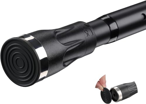 Barra De Cortina De Ducha Telescópica De Hierro, 105-151cm Spring Barra para Cortinas de Ducha Extensible sin Taladro - Con Ventosa Fija Para Ducha Y Bañera/Negro Mate