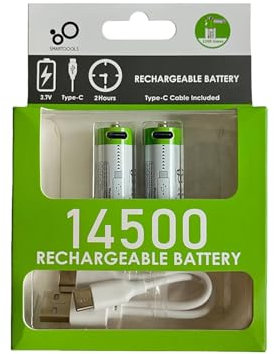 Bateria Exudada Batería de de litio 14500 recargable tipo C de alta capacidad de 3,7 V premium para afeitadora y Celda de alimentación AA de 14500 mAh de 5.a generación mejorada (A, One Size)