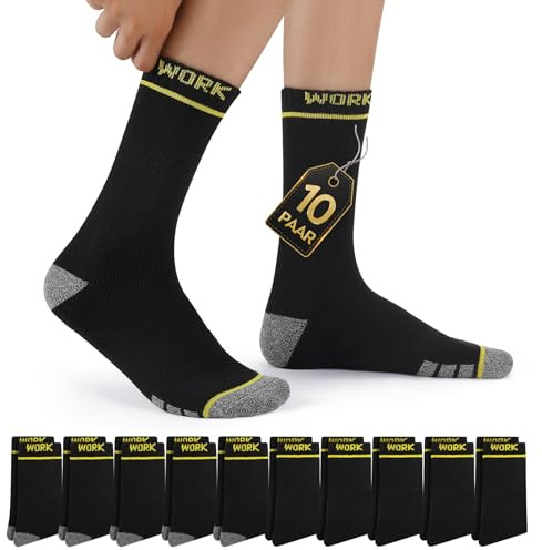Mowenti Chaussettes Homme 43-46 Chaussette Chaudes Hautes Hommes Hiver Noir Coton Sport WORK Socks Gris 10 Paires