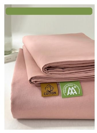 Bettlaken Haustuch Betttuch aus 100% Gewaschener Baumwolle ohne Gummizug Superweiche und Atmungsaktive in vielen Größen und Farben(Pink,230x245cm)