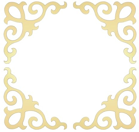 QUARKZMAN 4 Pezzi Adesivi da Parete Specchio Autoadesivi, Piastrelle Specchio Cavo in Acrilico Adesivo Angolo Adesivi Cavi per Decorazione Sfondo Camera Casa, Oro Chiaro (10x10cm)