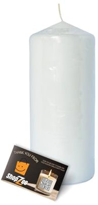 Wickford & Co - Vela de iglesia sin perfume, con forma de pilar blanco, velas sin humo y antigoteo de larga duración (65 horas), 7 cm x 16 cm, incluye guía de consejos de seguridad ShopZee (mediana)