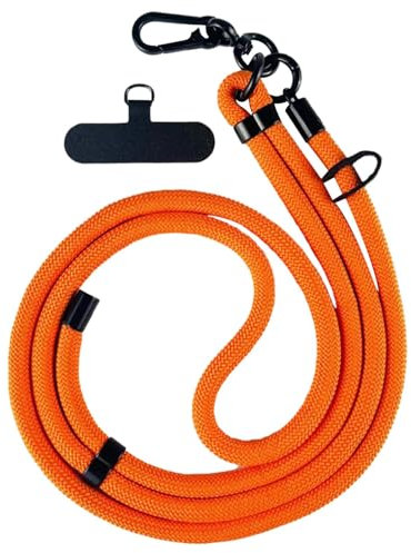 Soporte de teléfono con cordón, cordón antirrobo de nailon, correa cruzada y correa de muñeca, correa de muñeca multifuncional para la mayoría de teléfonos inteligentes, accesorios de viaje, Naranja
