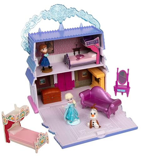 Disney Store Official - Die Eiskönigin - Puppenhaus - 11,5 cm/5 - Once Upon a Story - Spielset - Mit Königin ELSA und Anna, Olaf, Schloss von Arendelle und Spielzeugmöbeln - Ab 3 Jahren geeignet