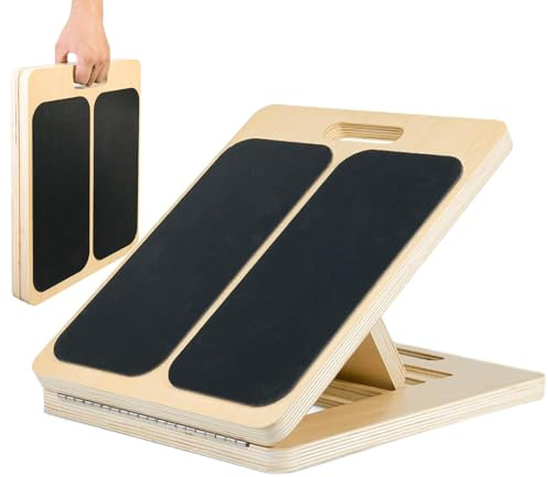 Slant Board - Callinata di vitello, piattaforma inclusa alla gamba in legno | Scheda di allenamento non slip inclini, attrezzatura per esercizi portatili, strumento di equilibrio angolare regolabile p