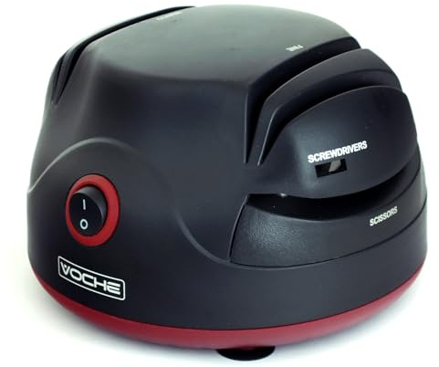 Voche Professional Electric Two Stage Knife Sharpener, Kitchen Scissors and Screwdriver Sharpening Tool, Black and Red