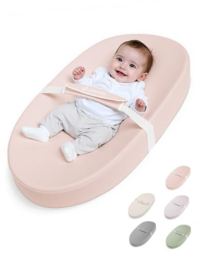 COMOMY Funda Cambiador de Piel Vegana de 80x40cm | Funda Cambiador Impermeable y Lavable con Correa de Seguridad y Diseño Antideslizante | Suave y Ligera Alfombrilla para Cambiar (Rosa)