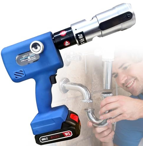 OZBME Pressatrice idraulica elettrica per Tubi, utensile di crimpatura Ricaricabile per Tubi in Acciaio Inossidabile, Kit Multi-Stampo, con Ritorno dell'olio, DN50 (DN25)