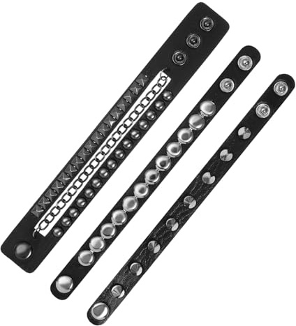 VANZACK Pulsera Ancha de Cuero Punk Completo Tachuelas Pulsera Unisex de Moda Brazalete para Hombre Mujer Halloween