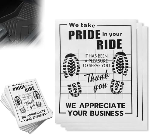 PRITOK 50 tappetini di carta per auto, colore bianco, usa e getta, 50 x 40 cm, carta kraft usa e getta, tappetini per auto auto per mantenere pulito il vostro veicolo