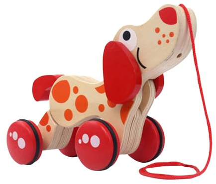 Giocattoli Da Traino In Legno – Cucciolo In Esecuzione, Gioco Con Corda, Attrezzature Da Gioco Di Sviluppo Per Bambini, Giocattoli Per Imparare Le Abilità Motorie, Giocattoli Di Attività Da Traino In