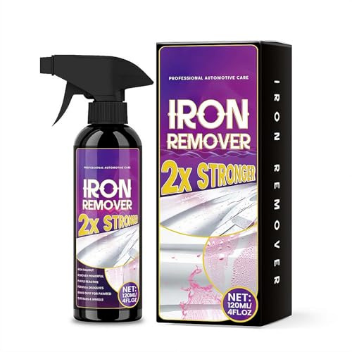 Iron Remover Car Detailing, Multipurpose Iron Powder Remover Spray, IronDecon Spray, Pulls Out Brake Dust, Rust & Fallout, for Motorcycle Tires, Brake Calipers, Boats, RVs, and Painted Surfaces