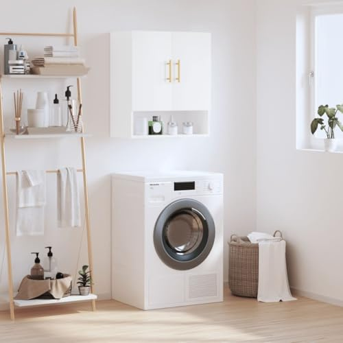 Kangardius Armoire murale blanche en bois - 60 x 31 x 70 cm - Meuble de rangement avec porte - Armoire multifonction pour couloir, bureau, salon - Rangement et rangement avec serrure verrouillable