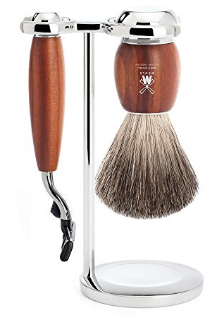 MÜHLE Rasierset - Vivo Serie - Reines Dachshaar - kompatibel mit Gillette-Klingen - Pflaumenholz