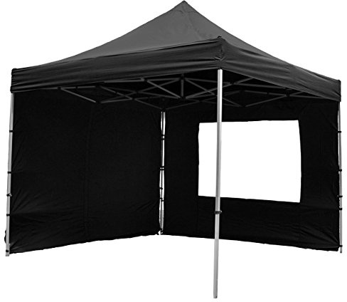 Nexos Hochwertiger Falt-Pavillon Partyzelt mit 4 Seitenteilen PROFI Ausführung für Garten Terrasse Feier Markt als Unterstand Plane wasserdichtes Dach 3 x 3 m schwarz