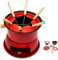 Fonduetopf-Set, multifunktionaler Karbonstahl, Schmelztiegel, Fondue-Eiscreme, Schokolade, Käsebereiter Set mit 6 farbkodierten Fonduegabeln (rot)