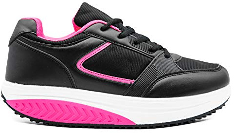 Mapleaf Scarpe Basculanti Donna Uomo Glutei Sneakers Fitness Ginnastica Schiena Dimagranti Sportive Sportiva Scarpa Foam Invernali Estive Jogging Ortopedico Comode Donnascarpe Fucsia Nero Taglia 40