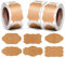 ZYNERY 3 Rollen 900 Stück Kraft Paper Etiketten Selbstklebend, Aufkleber Ostern，Natur-Braun unregelmäßige Form Etiketten, Aufkleber zum beschriften handmade Aufkleber Klebeetiketten