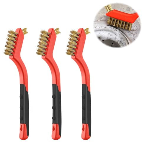 ChAusa 3 Pieces Wire Brushes Double Head, Brass Wire Brush, Mini Joint Brush Set, Rust Wire Brush, Small Cleaning Brush for Cleaning Welding Slag, Dirt and Rust