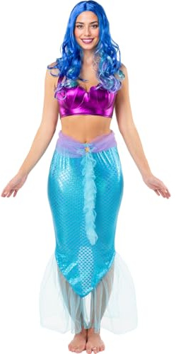 Funidelia | Queue de sirène pour femme Mythologie - Déguisement pour Adultes et accessoires pour Halloween, carnaval et fêtes. - Taille M - Bleu