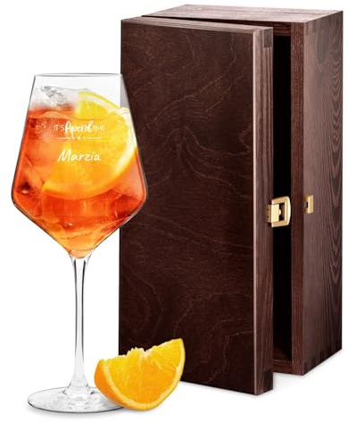 Maverton Calice per spritz aperol - Incisione laser regalo donna compleanno - In vetro 530 ml o 350 ml - Calici personalizzati con nome - Idee regalo Lei per ogni occasione speciale - Aperol Time