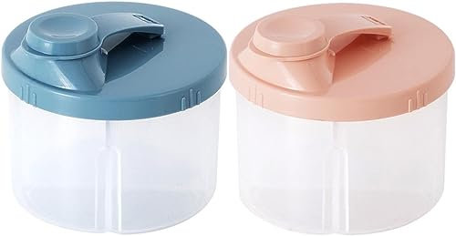 Milchpulver Portionierer Baby, 2 Stück tragbarer Milchpulverbehälter, Drehbarer Deckel Milchpulveraufbewahrungsbox für Reise, Einkaufen, mit 2 Milchpulverlöffel