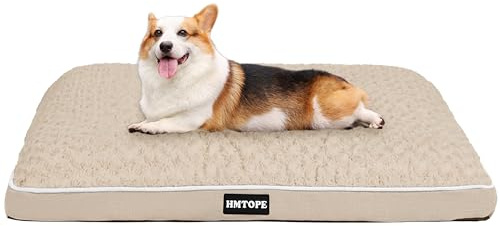 HMTOPE Cama ortopédica para perros con diseño de dos pisos, cojín lavable para perros, cesta extraíble, 90 cm, para perros pequeños y medianos, color beige