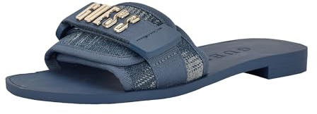Guess Women's Elyze Sandal, Medium Blue Denim Logo 422, 9.5