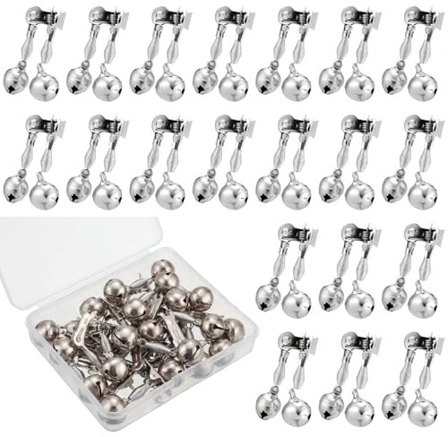 Soulchen 20 Pcs Fishing Rod Alarm Bells Metal Clamp Rivet Bell Iron Fishing Bite Indicators Double Spring Clip-on Bells for Outdoor Sea Fishings Rod Accessories