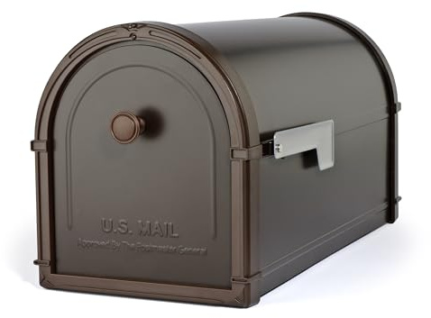 Architectural Mailboxes Bellevue Galvanized Steel Post Mount Mailbox, Compatibility Code G, 5591RZ-10, Rubbed Bronze, Large Capacity