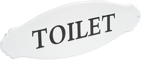 White Decorative Metal Toilet Sign