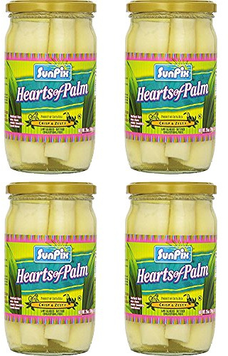 Sunpix Hearts Of Palm, Crisp and Zesty, 25 oz Glass Jar (Pack of 4, Total of 100 Oz)