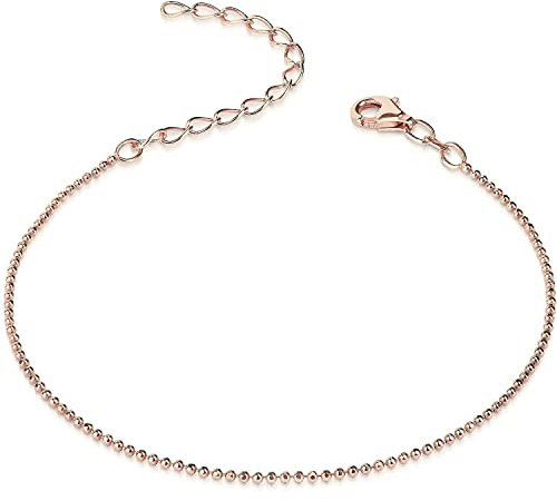 Materia Rosegold Armkette Damen dünn - Armband Kugel Silber 925 vergoldet SA-85