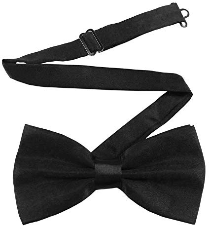 Qiuyan Adjustable Bowtie, Men Bowtie Pre-Tied Bow Tie for Parties (Black, One Size)