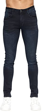 Duck and Cover, herr MAYLEAD basplagg, slim fit, stretch, jeans, TRANFOLD riven, blekt och nött effekt, bomullsrika, raka jeans, 38W x 32L
