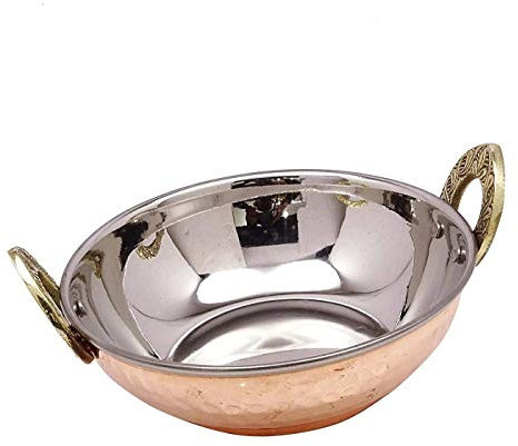 Double Wall Multipurpose Bowl Copper Stainless Steel Serving Bowl Karahi, Perfect for HOT and Cold Food (13 cm, Sale for - 2)
