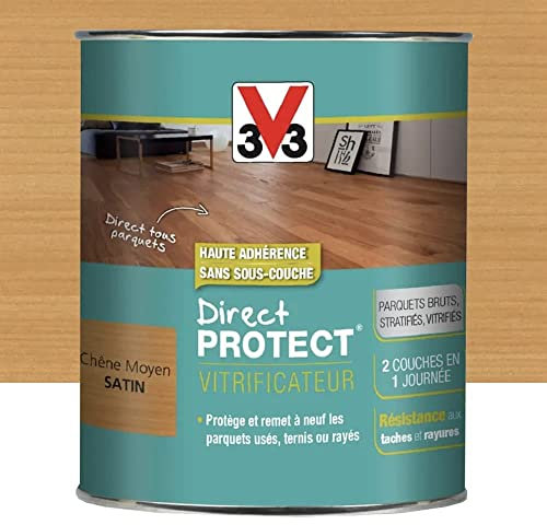 Vitrificateur Direct Protect destiné aux parquets 0,75L (teinte au choix) V33 - Contenance - Couleur: 0.75 L chêne moyen satin