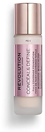 Makeup Revolution, Base de maquillaje Conceal & Define, F0.5, 23ml
